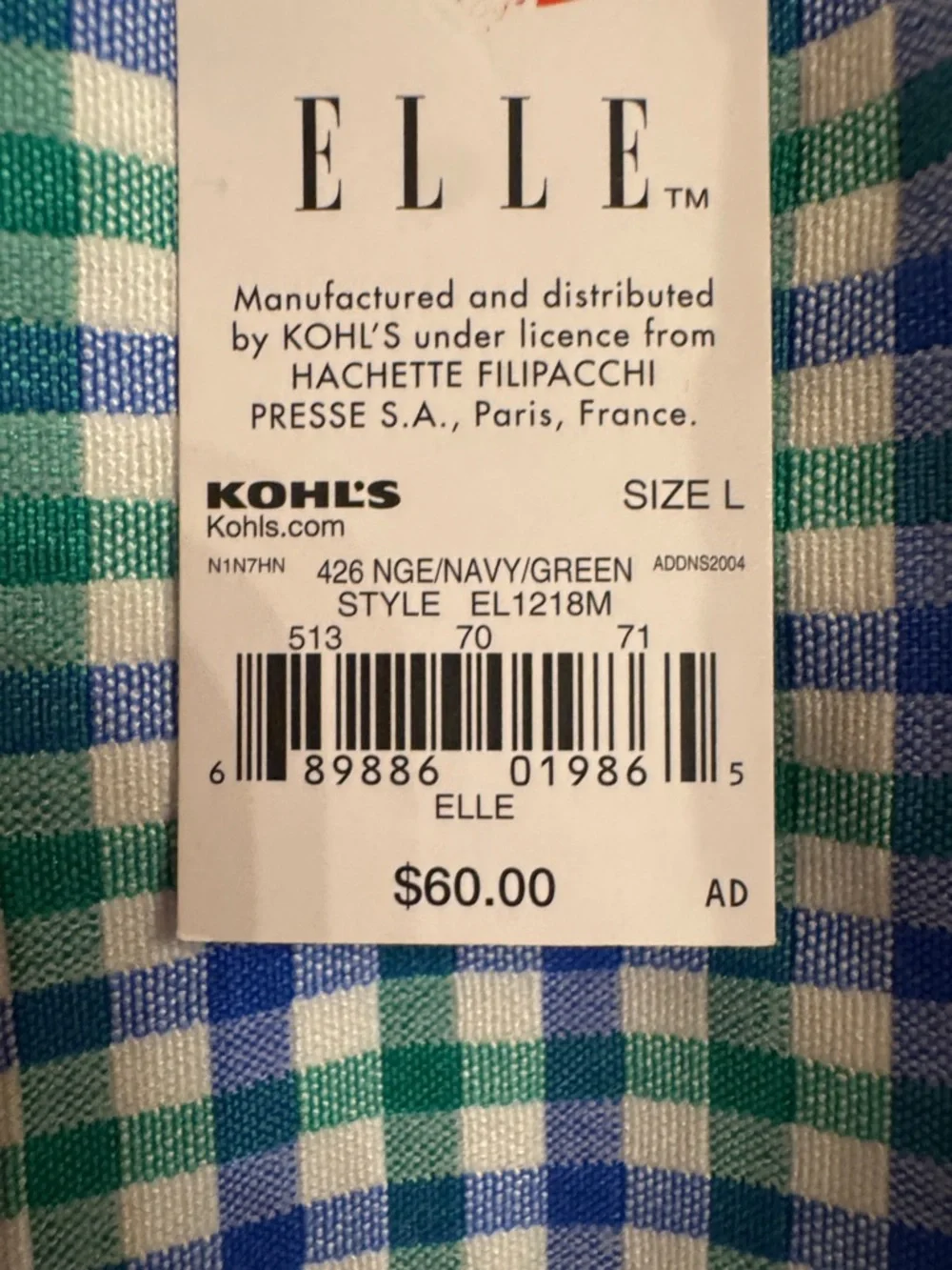 Elle Blue & Green Checked Button-Up - Picture 3 of 4